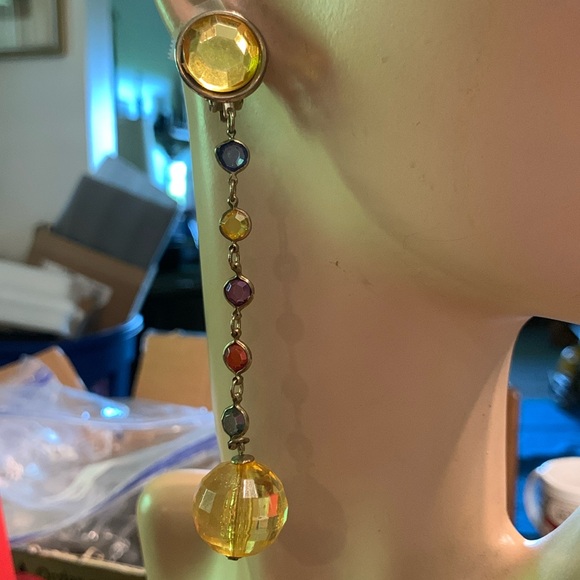 MULTI CRYSTALS CHAIN DROP MULTICOLOR “GEMS JEWELS” SHOULDER DUSTER … - Picture 3 of 13